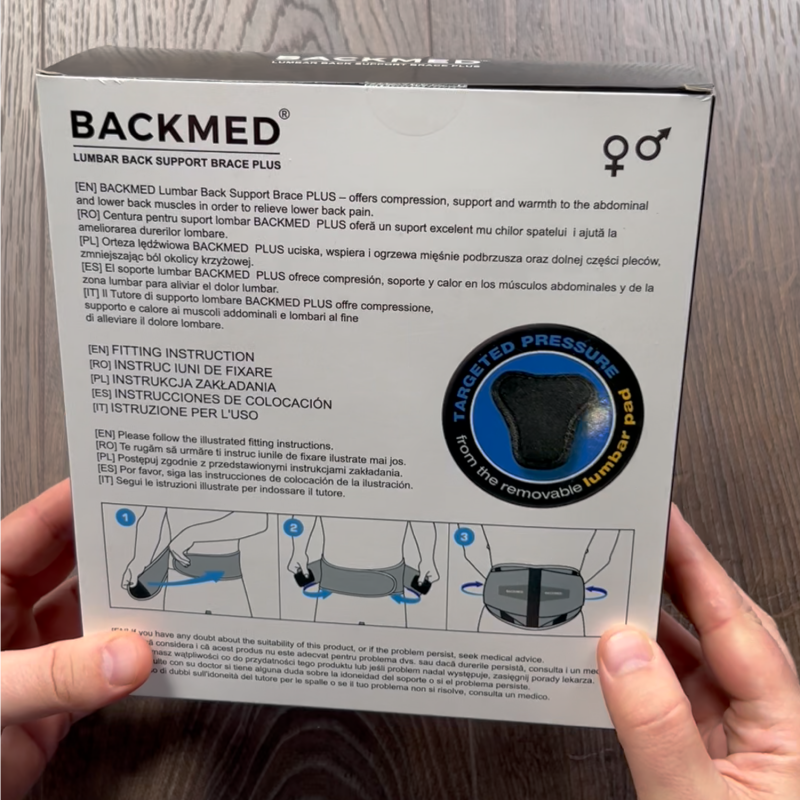 Centura pentru suport lombar BACKMED PLUS cu PAD detașabil din silicon