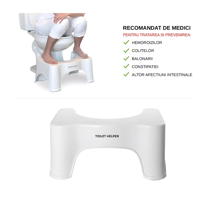 Taburet WC - TOILET HELPER - Reduce Riscul Apariției Hemoroizilor. Reduce timpul petrecut pe WC. Combate Constipația.